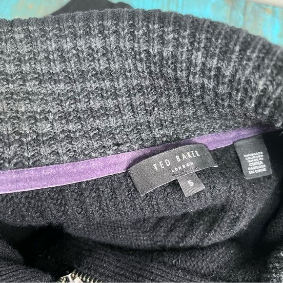 Ted Baker London Black Lambswool Cashmere Pullover Sweater Size 5 = XL - Picture 12 of 13